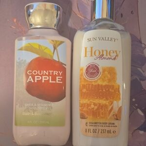 Bath & Body Works Country Apple & Sun Valley Honey Almond Lotion Set